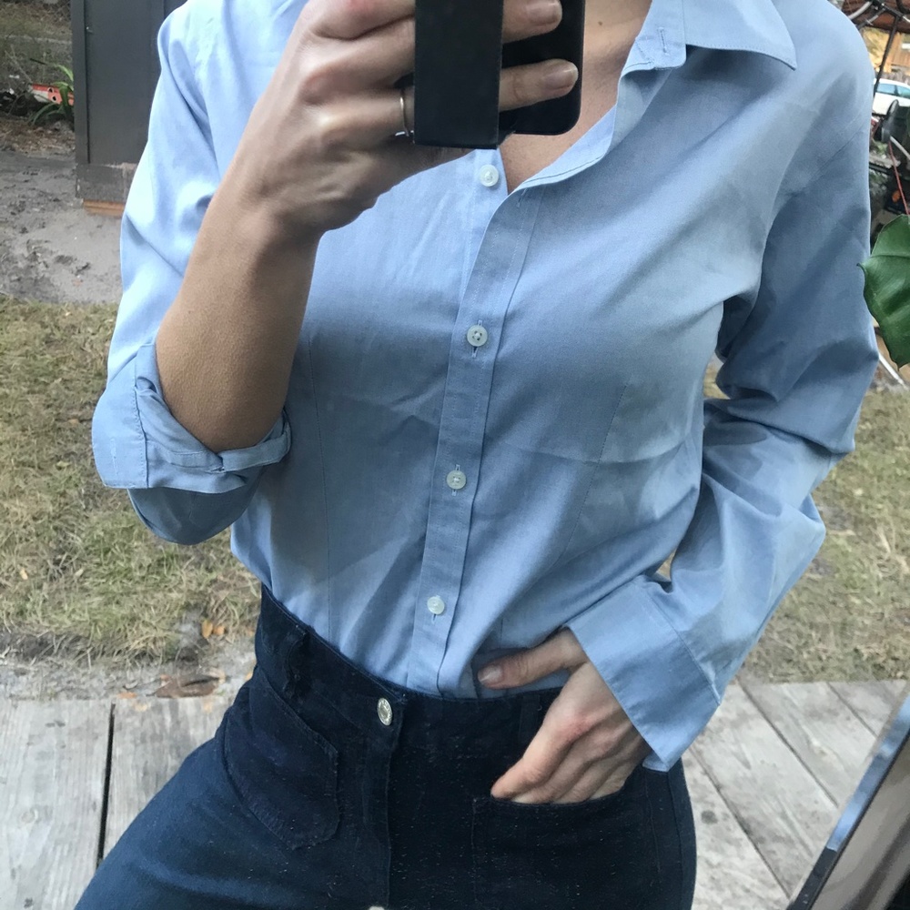 Light Blue Button Wrinkle Resistant Professional - image 1